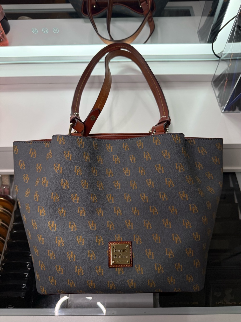 Dooney & Bourke Grey/Brown Logo Tote Bag